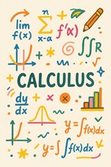 Colorful Doodle Art Representing Concepts of Calculus and Mathematics