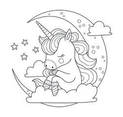 Hand drawn coloring pages unicorn