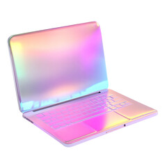 Holographic Laptop: A Dreamy Pastel Rainbow Sheen