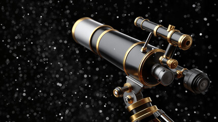 Vintage telescope observing the cosmos against a starry background  