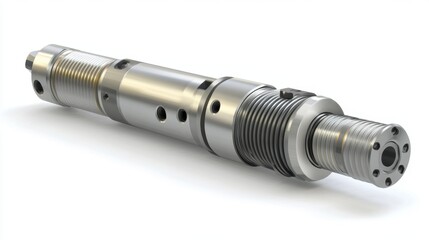 Modern CNC drilling machine head over aluminum surface, precise and clean setup