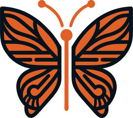 Abstract Orange Butterfly Des...