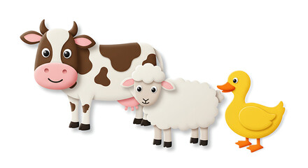 Obraz premium Paper Cut Farm Animals for Kids