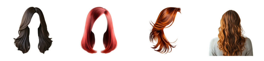 Naklejka premium Diverse hair styles showcase collection portrait. Cut out png set