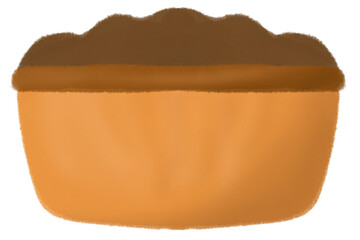 Rustic Clay Pot  with dirt Digital Painting