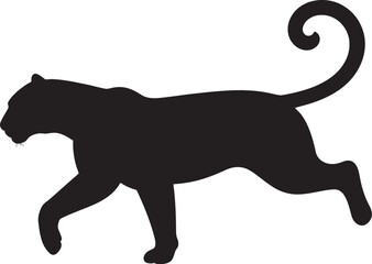 Black Panther Silhouette Vector, Wild Cat Animal Graphic Clipart