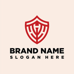 letter HHH shield concept logo design vector template