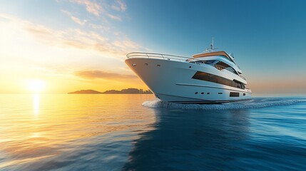 Luxury Yacht at Sunset