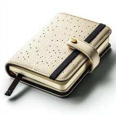 A stylish, textured notebook with a strap closure, perfect for journaling or note-taking, showcasing modern design and functionality.