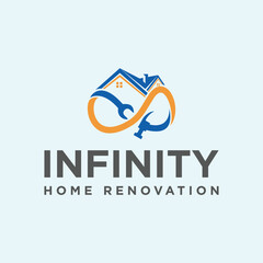 hammer wrench infinity home renovation concept logo design vector