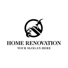 hammer wrench home renovation concept logo design vector template