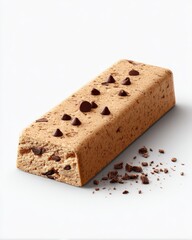 A delicious chocolate dessert bar with a creamy texture and chocolate chips, perfect for satisfying sweet cravings.