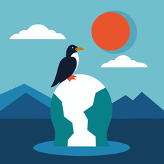 An iceberg in the middle of the ocean vector art illustration