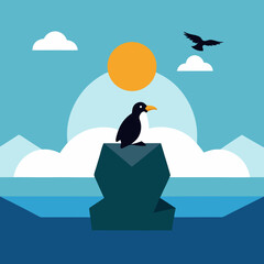 An iceberg in the middle of the ocean vector art illustration