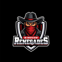 bandit mascot logo design template vector editable text