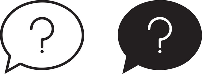 Fototapeta premium Speech bubble, question mark, black and white, simplified graphic, minimalist design,