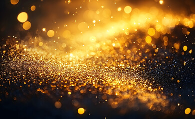 Gold glitter lights texture bokeh background Christmas.