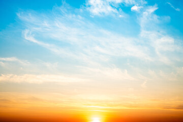 Beautiful , luxury soft gradient orange gold clouds and sunlight on the blue sky perfect for the...