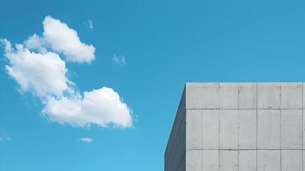 Modern Concrete Building Corner Against Clear Sky