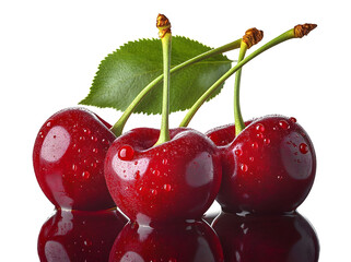 Delicious cherries cut out