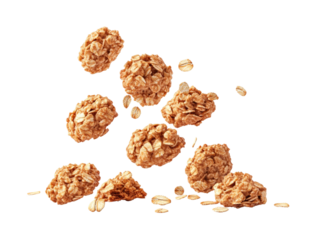 Midair granola bites a clean perspective isolated on transparent background png