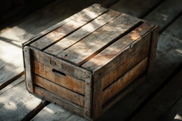 Obraz premium Wooden crate with rustic texture and space for label