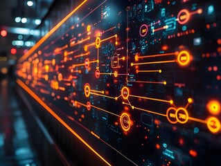 Glowing interactive touch screen displaying a customer s journey map