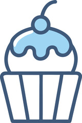 Cup cake icon Vector logo outline. Elegant cupcake icon illustration