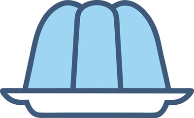 Jelly dessert or gelatin dessert in blue icon style, food and drinks theme.