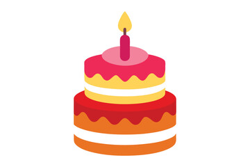 birthday cake with candles vector illustration on white background