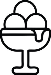Ice cream icon. Sundae vector line icon. Vector ice cream cone dessert. Modern sweet vanilla desert sign