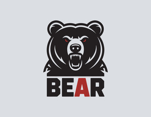 Fierce Bear Logo Design, Modern Animal Mascot Illustration