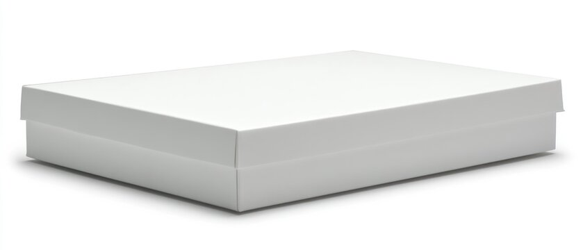 A plain white rectangular cardboard box with closed lid visible