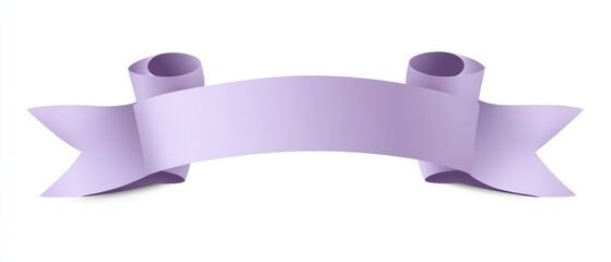 A lavender banner shaped with curled edges on a white background