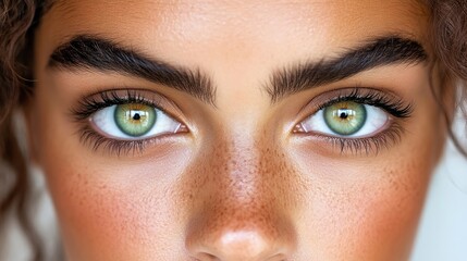 Obraz premium Close-up of a woman's expressive eyes and face