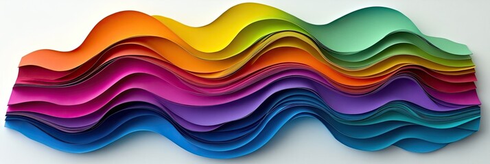 Obraz premium A wavy, layered paper cutout design in a rainbow color scheme