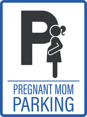Isolated parking sign for pregnant women, featuring a large P letter and pictogram pregnant mom