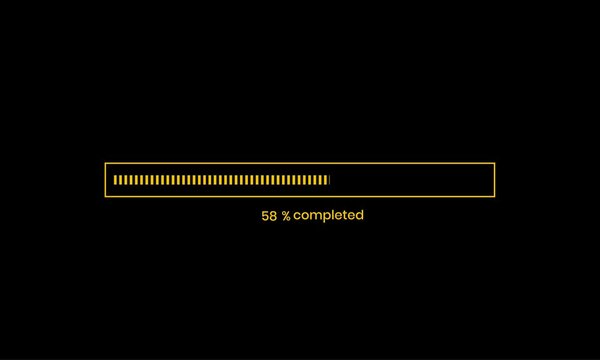 Abstract loading yellow color icon bar and percentage Futuristic progress animation 4k video on black background