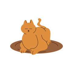 Cartoon Orange Cat Sleep In Carpet