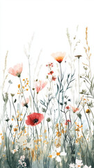 Obraz premium beautiful illustration of wildflowers soft, boho style, evoking sense of tranquility and nature
