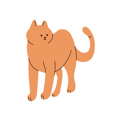 Flat Cartoon Brown Cat