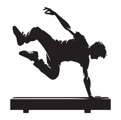 Silhouettes of parkour sports player vector.