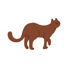 Flat Cartoon Cat Brown