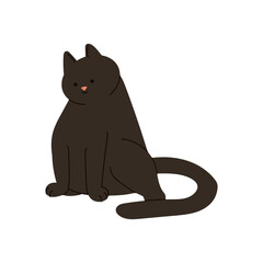 Flat Cartoon Cat Black