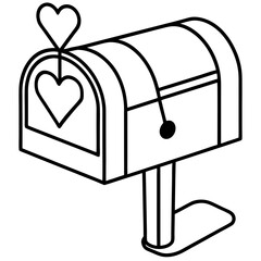 Heart-Flagged Mailbox Minimal Line Art