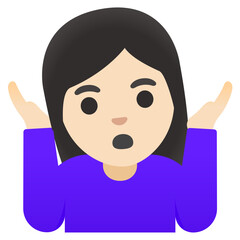 Shrugging Emoji with Straight Black Hair and Purple Shirt
