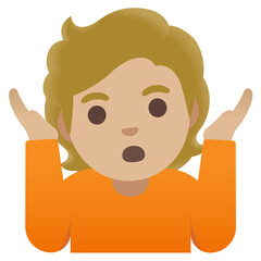 Obraz premium Shrugging Emoji with Wavy Blonde Hair and Orange Shirt 