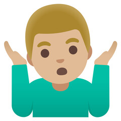 Fototapeta premium Shrugging Emoji with Blonde Hair and Teal Shirt