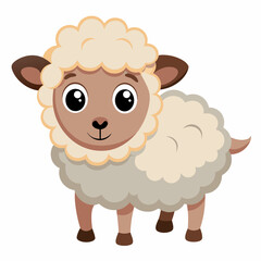 cute white sheep on white background 