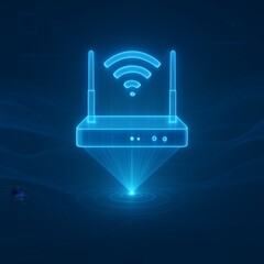 Holographic Wi-Fi router symbolizing digital connectivity and modern technology